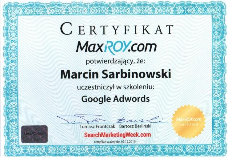 Certyfikat Marcin S.