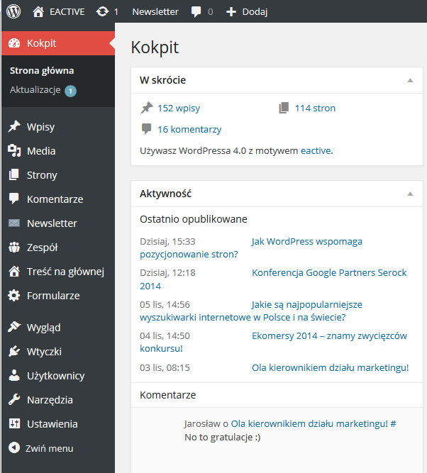 WordPress Kokpit