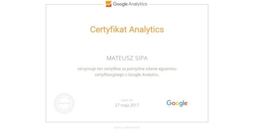 Mamy nowego Certyfikowanego Specjalistę Google Analytics!