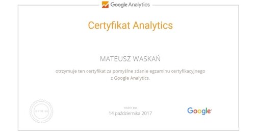 Mamy kolejny certyfikat Google Analytics!