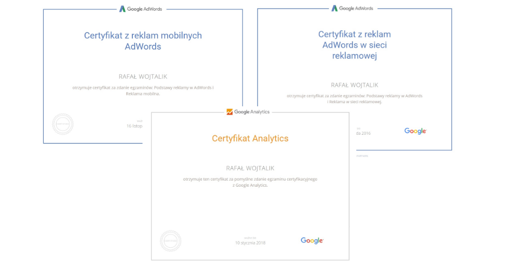 Rafał Wojtalik zdobywa trzy nowe certyfikaty!