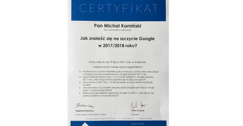 Uczestniczyliśmy w szkoleniu „Jak znaleźć się na szczycie Google w 2017/2018 roku?”