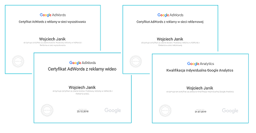 Wojtek zdobył już wszystkie certyfikaty AdWords!