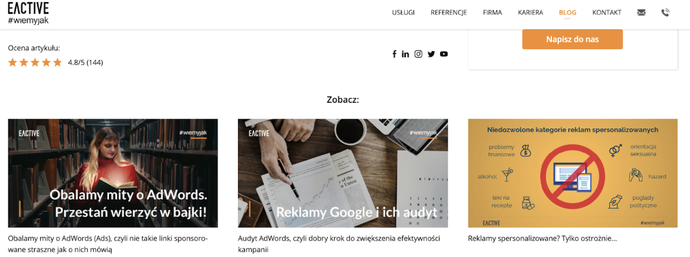 Screen - powiązane artykuły - eactive