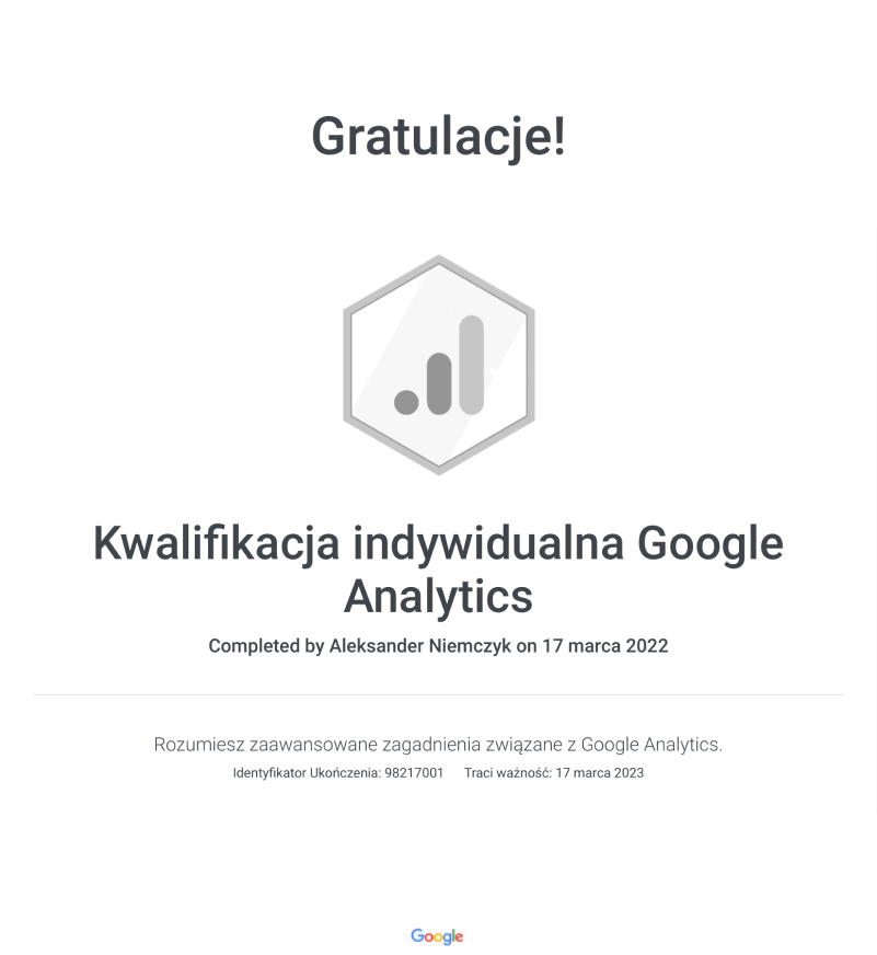 Aleksander-Niemczyk-Certyfikat-Kwalifikacji-Indywidualnej-Google-Analytics