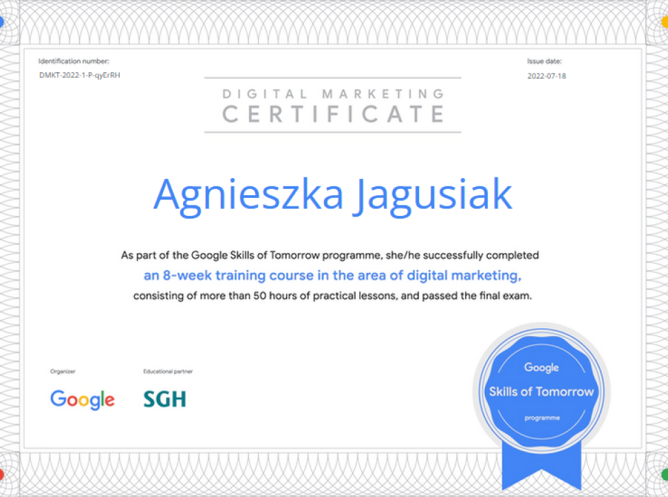 Agnieszka Jagusiak - Google Skills