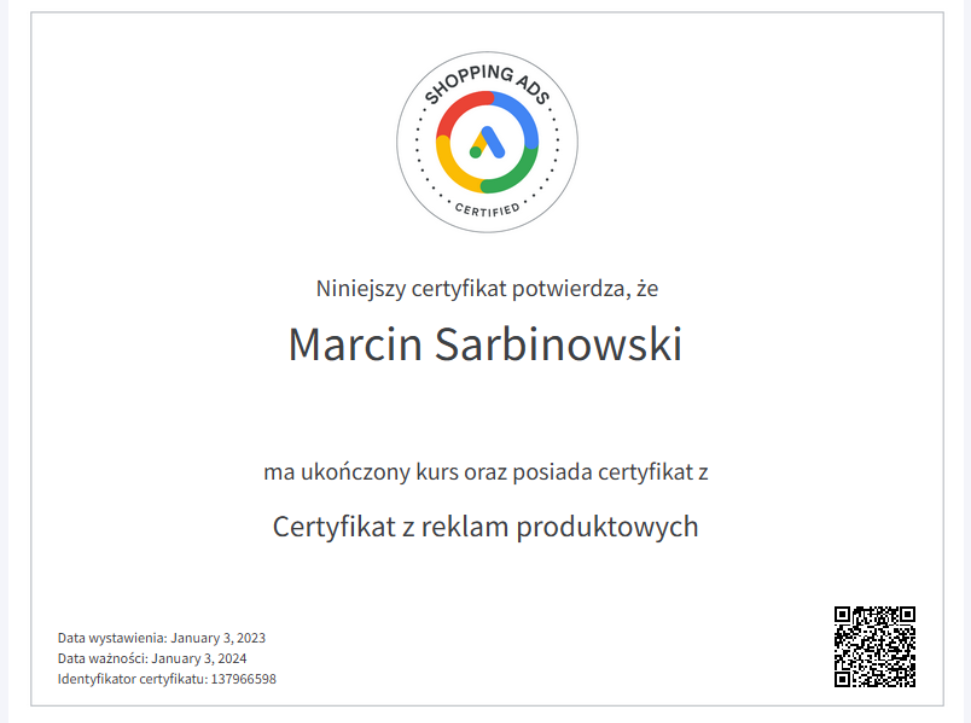Certyfikat-z-reklamy-produktowej-Marcin-Sarbinowski