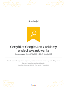 Certyfikat-Google-Ads-z-reklamy-w-sieci-wyszukiwania-Sławomir-Węgliński