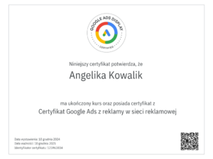 Certyfikat-Google-Ads-z-reklamy-w-sieci-reklamowej-angelika-kowalik