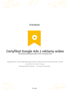 certyfikat-google-ads-z-reklamy-wideo-kaja-gontarz